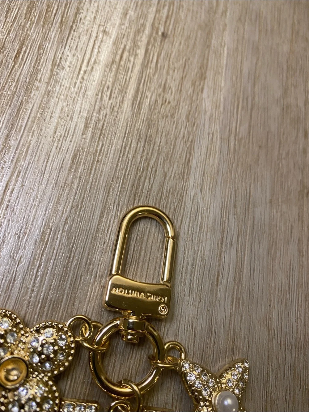 Louis Vuitton Blooming Flowers Bag Charm Crystal Gold Pearl Accents